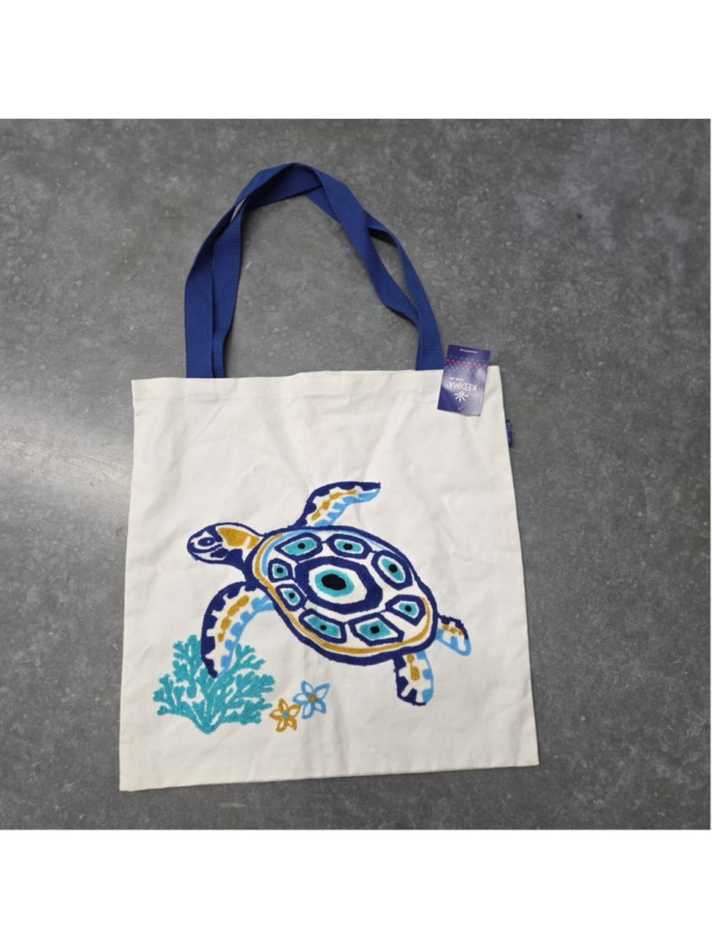 Tote Bag Embroidered Turtle Travel Greece